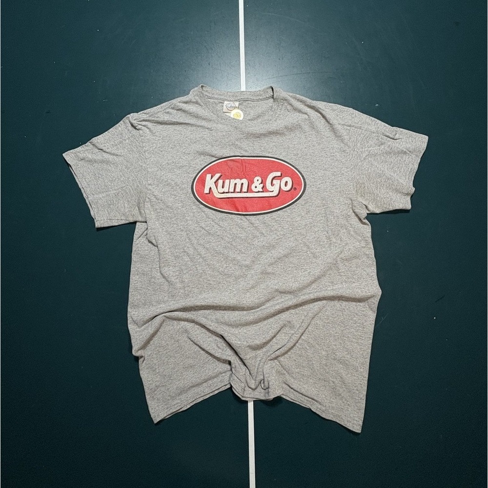 Vintage Kum & Go Graphic T Shirt Size Men's Medium Funny‎ Humor Tee Gray Red